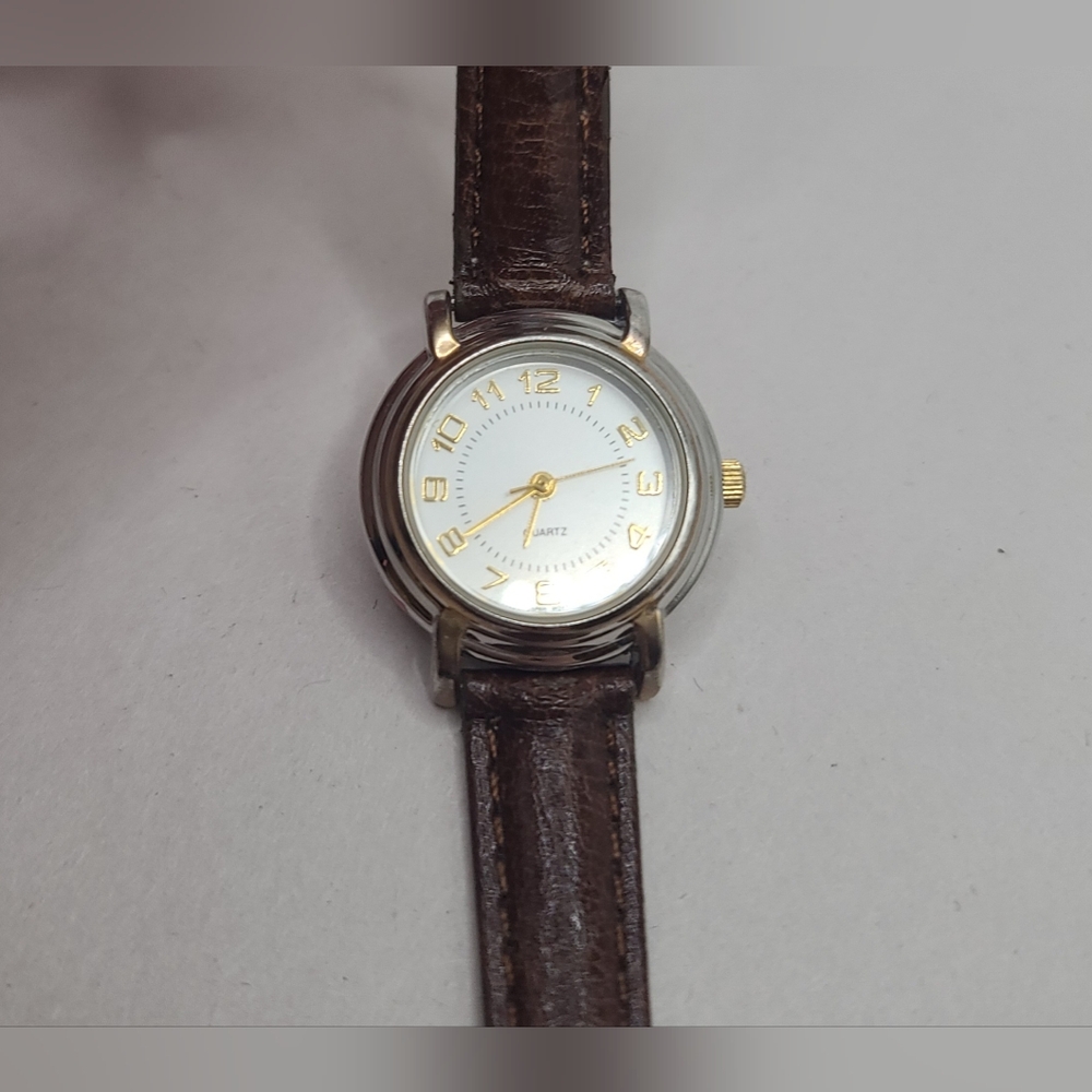 White Stag Faux Brown Leather Band Watch